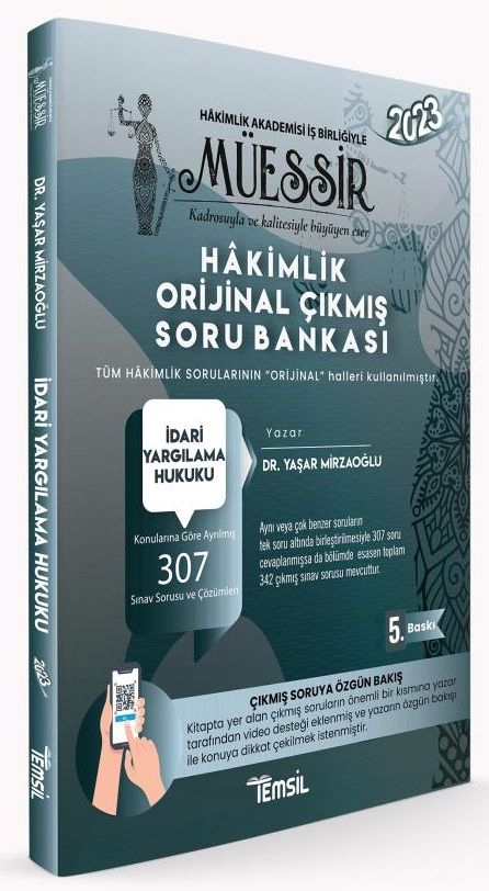 Temsil 2023 Hakimlik MÜESSİR İdari Yargılama Hukuku Orijinal Çıkmış Soru Bankası Çözümlü - Yaşar Mirzaoğlu Temsil Kitap Yayınları