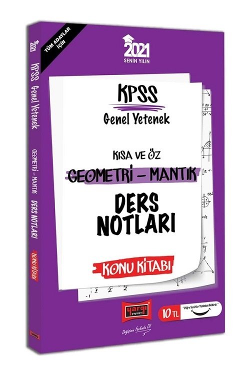 Yargı 2021 KPSS Geometri-Mantık Kısa ve Öz Ders Notları Konu Kitabı Yargı Yayınları