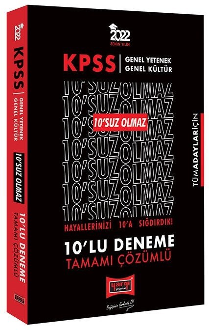 Yargı 2022 KPSS Genel Yetenek Genel Kültür 10 suz Olmaz 10 Deneme Çözümlü Yargı Yayınları