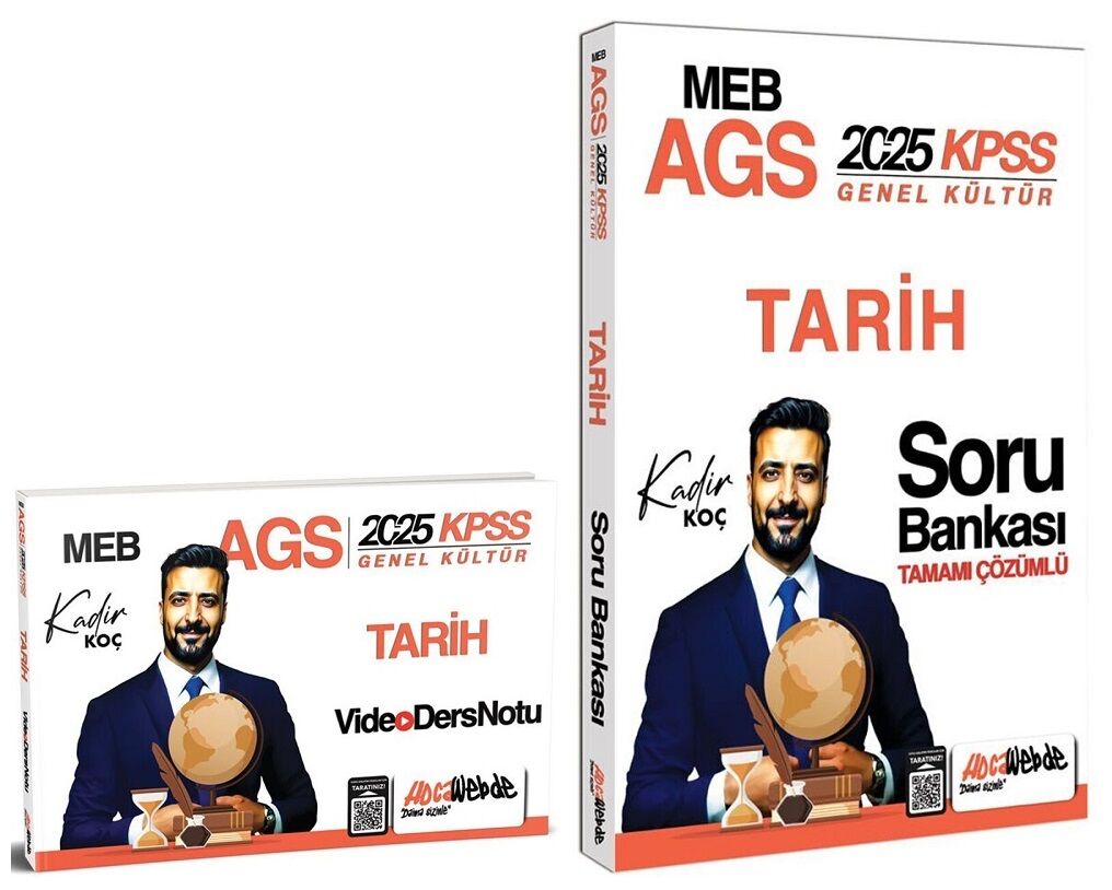 HocaWebde 2025 KPSS MEB-AGS Tarih Video Ders Notu + Soru Bankası 2 li Set - Kadir Koç HocaWebde Yayınları