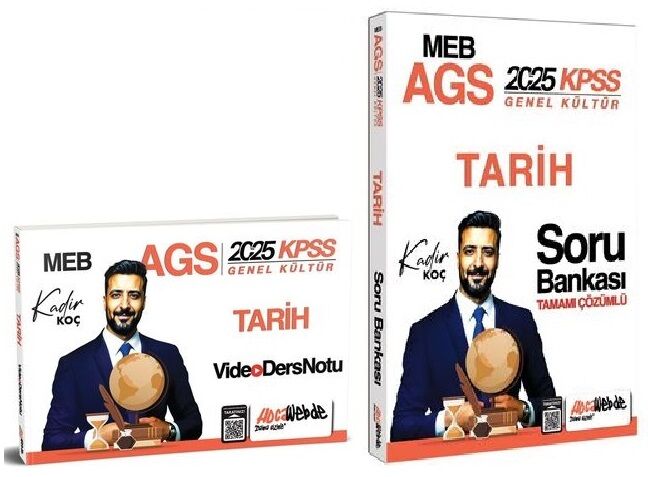 HocaWebde 2025 KPSS MEB-AGS Tarih Video Ders Notu + Soru Bankası 2 li Set - Kadir Koç HocaWebde Yayınları