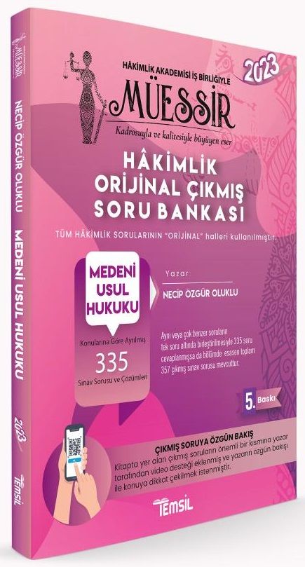 Temsil 2023 Hakimlik MÜESSİR Medeni Usul Hukuku Orijinal Çıkmış Soru Bankası Çözümlü - Necip Özgür Oluklu Temsil Kitap Yayınları