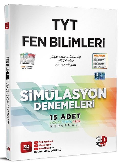 3D Yayınları YKS TYT Fen Bilimleri Simülasyon 15 Deneme Video Çözümlü 3D Yayınları