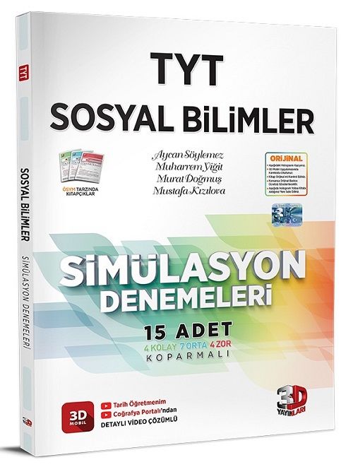 3D Yayınları YKS TYT Sosyal Bilimler Simülasyon 15 Deneme Video Çözümlü 3D Yayınları