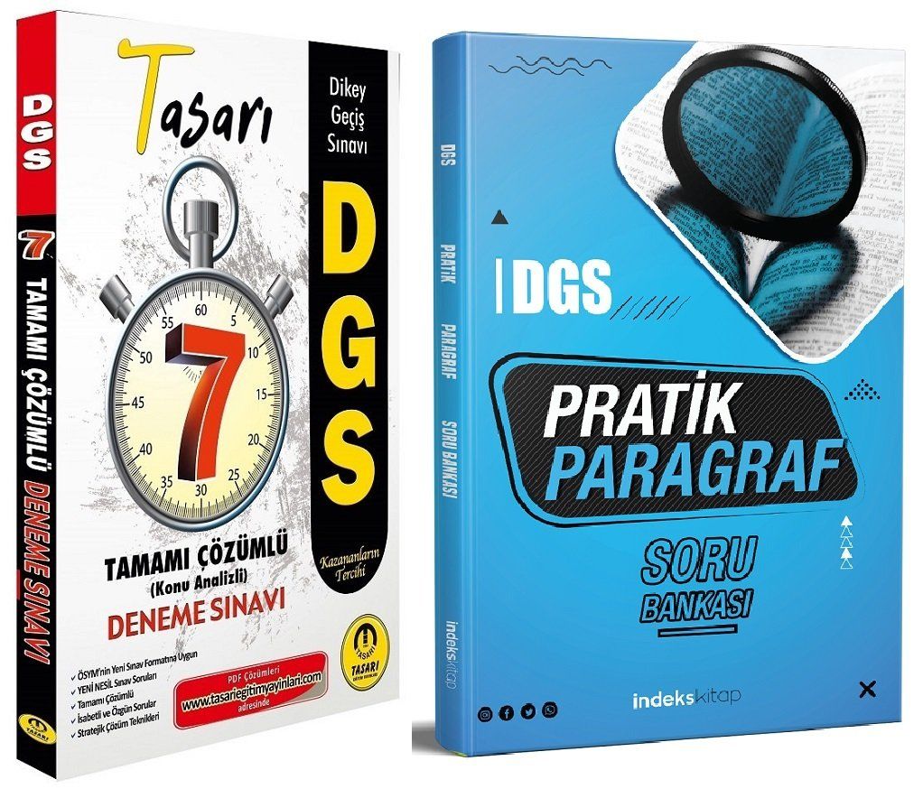 SÜPER FİYAT - Tasarı DGS 7 Deneme + İndeks Paragraf Soru 2 li Set Tasarı + İndeks Kitap Yayınları