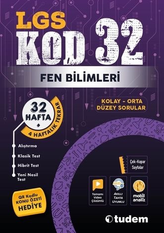 Tudem LGS Fen Bilimleri Kod 32 Tekrar Testleri Tudem Yayınları