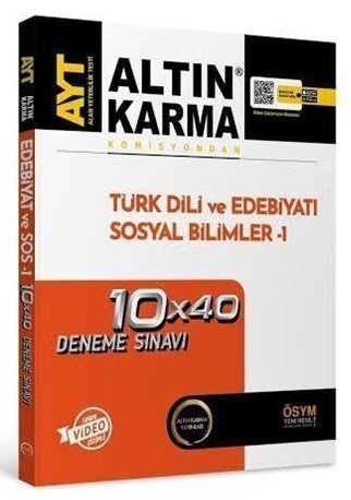 Altın Karma YKS AYT Türk Dili ve Edebiyatı Sosyal Bilimler-1 10x40 Deneme Video Çözümlü Altın Karma Yayınları