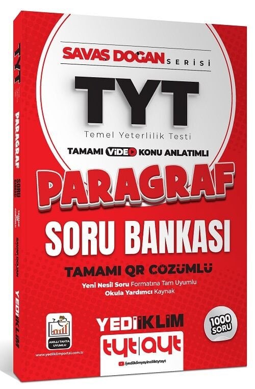 Yediiklim YKS TYT Paragraf Soru Bankası Çözümlü - Savaş Doğan Yediiklim Yayınları