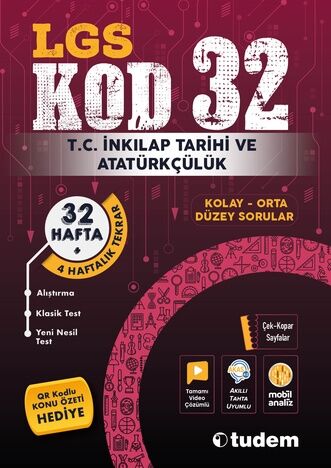 Tudem LGS TC İnkılap Tarihi ve Atatürkçülük Kod 32 Tekrar Testleri Tudem Yayınları