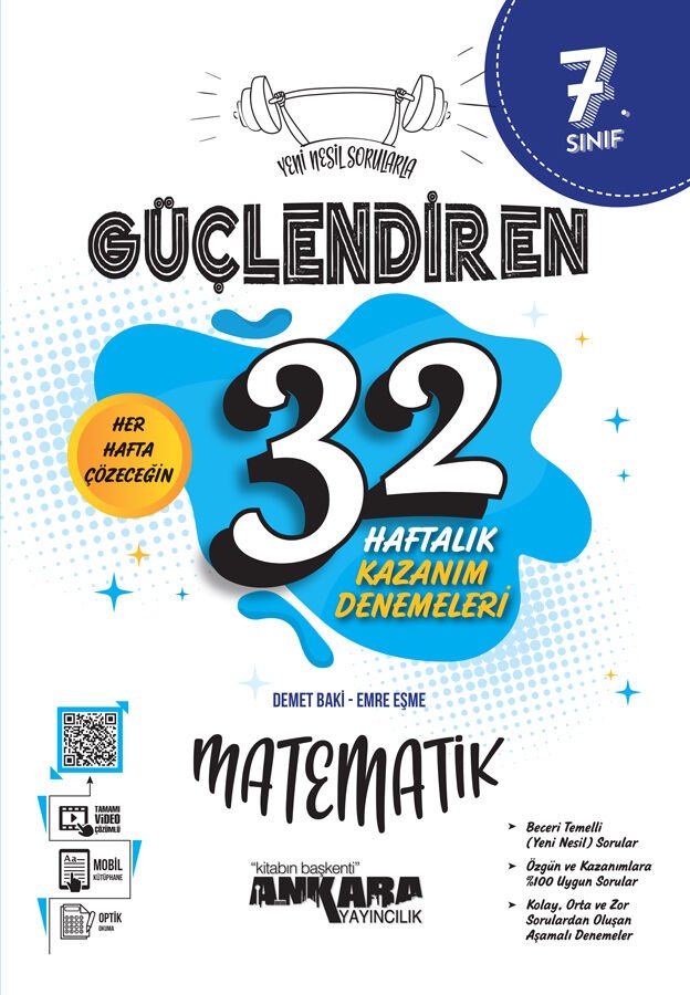 Ankara Yayıncılık 7. Sınıf Matematik Güçlendiren 32 Haftalık Kazanım Denemeleri Ankara Yayıncılık