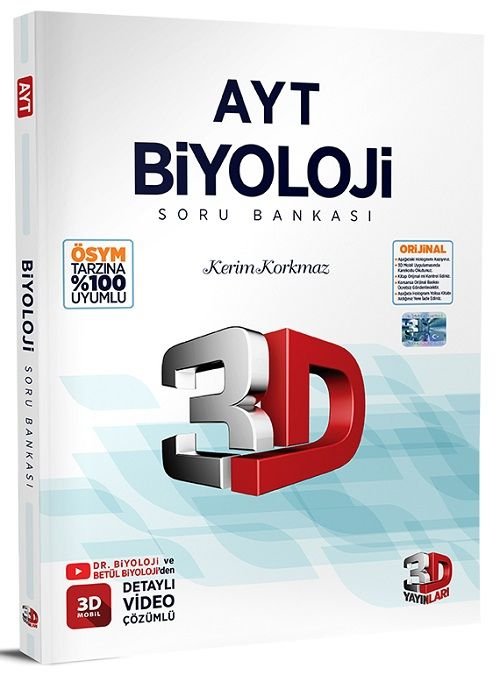 3D Yayınları YKS AYT Biyoloji Soru Bankası Video Çözümlü 3D Yayınları