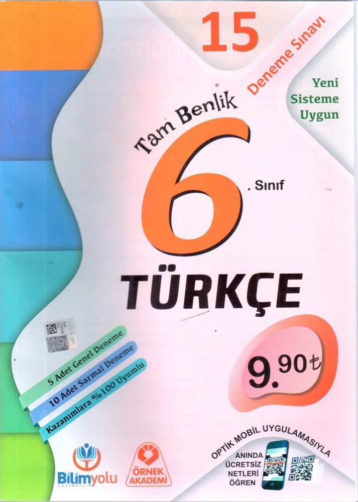 Örnek Akademi 6. Sınıf Türkçe 15 Deneme Sınavı Örnek Akademi Yayınları