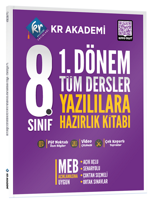 KR Akademi 8. Sınıf Tüm Dersler 1. Dönem Yazılılara Hazırlık Kitabı KR Akademi