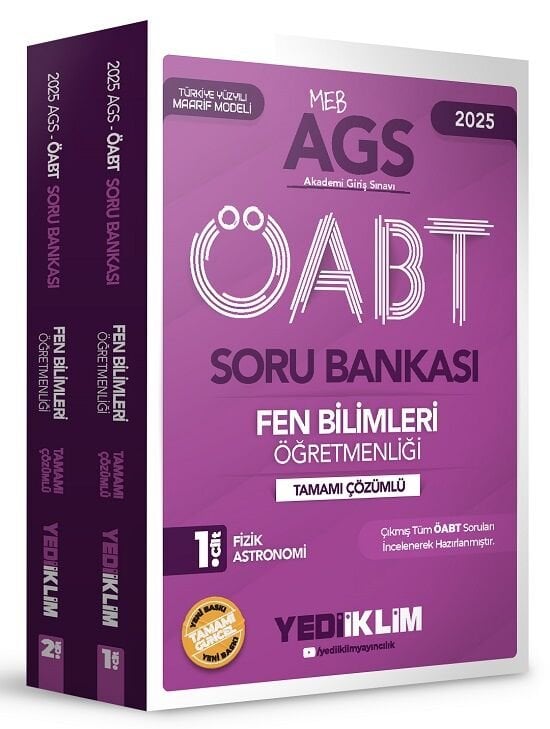 Yediiklim 2025 ÖABT MEB-AGS Fen Bilimleri Öğretmenliği Soru Bankası Çözümlü Modüler Set Yediiklim Yayınları