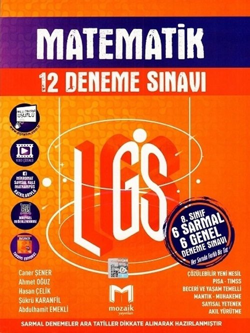 Mozaik 8. Sınıf LGS Matematik 12 Deneme Mozaik Yayınları