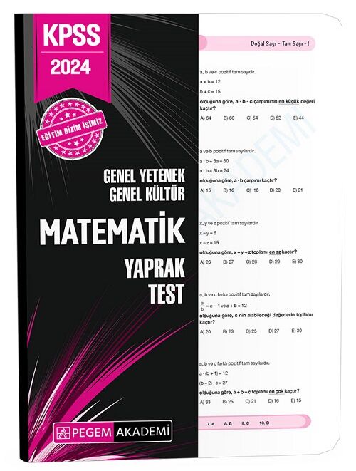 Pegem 2024 KPSS Matematik Yaprak Test Pegem Akademi Yayınları