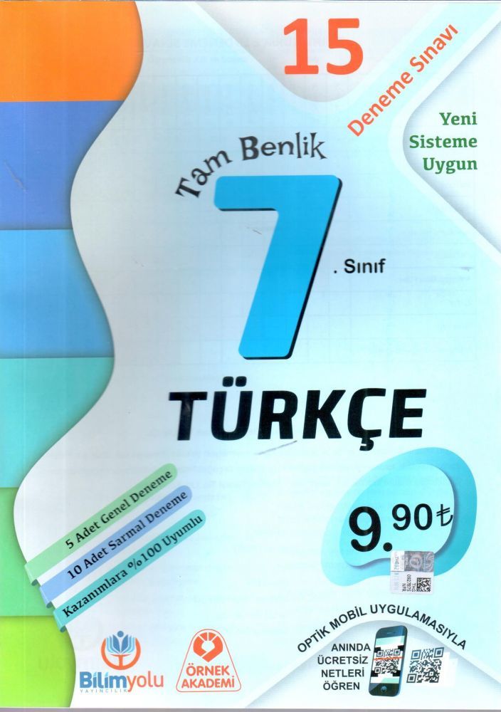 Örnek Akademi 7. Sınıf Türkçe 15 Deneme Sınavı Örnek Akademi Yayınları