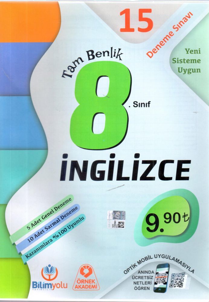 Örnek Akademi 8. Sınıf İngilizce 15 Deneme Sınavı Örnek Akademi Yayınları