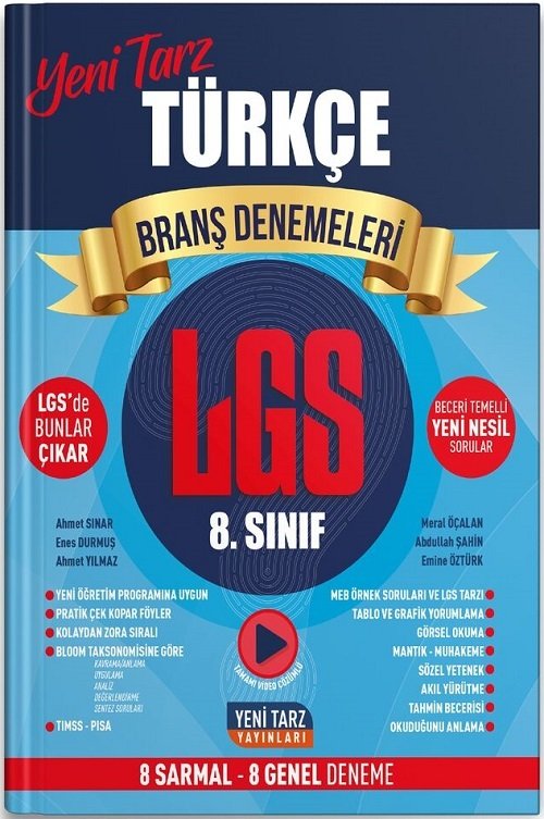 Yeni Tarz 8. Sınıf LGS Türkçe Branş Denemeleri Video Çözümlü Yeni Tarz Yayınları