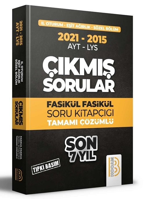 SÜPER FİYAT - Benim Hocam YKS AYT Eşit Ağırlık Sözel Son 7 Yıl Çıkmış Sorular 2021-2015 Benim Hocam Yayınları