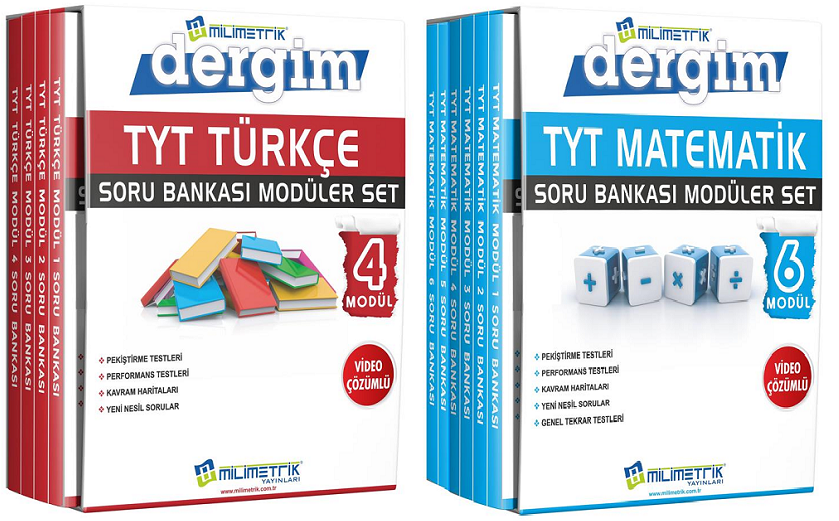 SÜPER FİYAT - Milimetrik YKS TYT Türkçe+Matematik Soru Bankası 2 li Modüler Set Milimetrik Yayınları