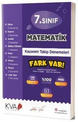 KVA Koray Varol 7. Sınıf Matematik Kazanım Takip Denemeleri KVA Koray Varol Yayınları