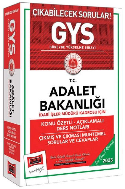 Yargı 2023 GYS Adalet Bakanlığı İdari İşler Müdürü Konu Özetli Ders Notları Çıkması Muhtemel Sorular Görevde Yükselme Yargı Yayınları