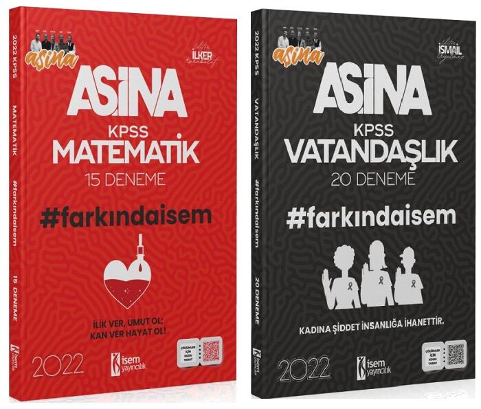 SÜPER FİYAT - İsem 2022 KPSS Matematik + Vatandaşlık Aşina 15+20 Deneme 2 li Set İsem Yayınları