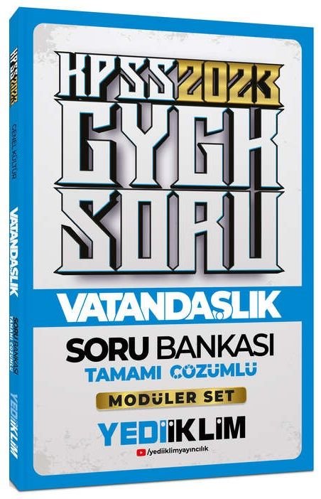 Yediiklim 2023 KPSS Vatandaşlık Soru Bankası Çözümlü (Modüler Set İçerisindeki) Yediiklim Yayınları