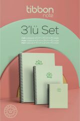 Tibbon Note Defter Spiralli Çizgisiz 3 lü Set Yeşil - 57