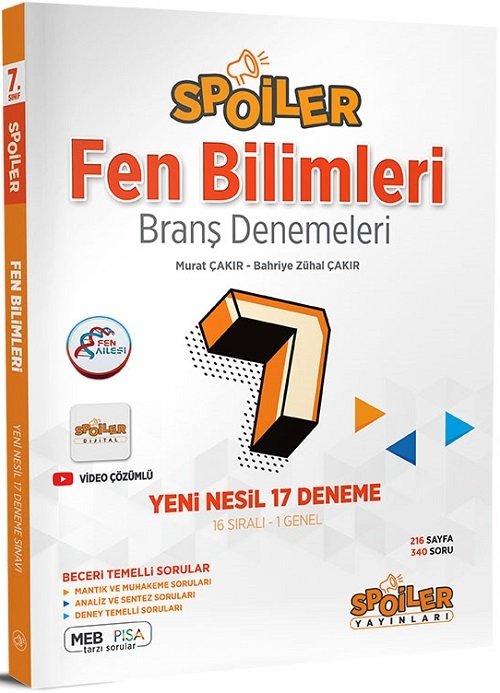 Spoiler 7. Sınıf Fen Bilimleri Spoiler 17 Deneme Spoiler Yayınları