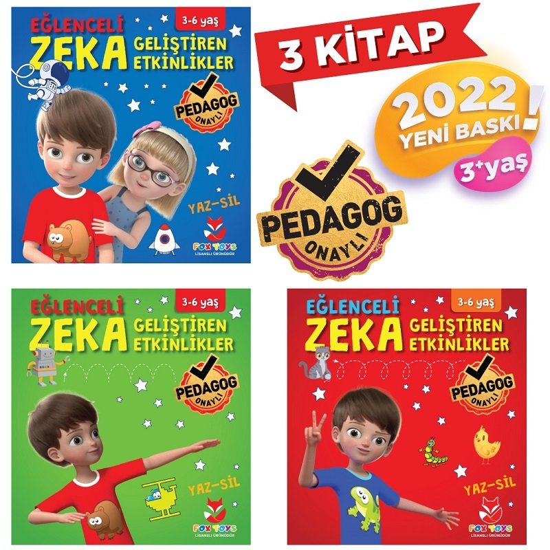 Fox Toys Okul Öncesi 3-6 Yaş Eğlenceli Zeka Geliştiren Etkinlikler 3 lü Set Fox Toys