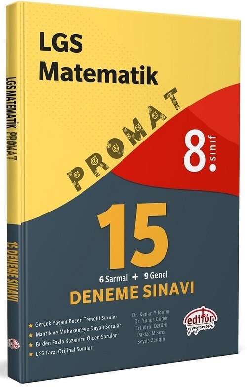 Editör 8. Sınıf LGS Matematik Promat 15 Deneme Editör Yayınları