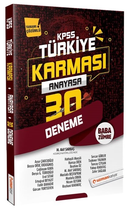 SÜPER FİYAT - Uzman Kariyer KPSS Anayasa Türkiye Karması Baba Zümre 30 Deneme Çözümlü Uzman Kariyer Yayınları