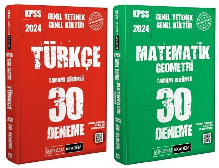 SÜPER FİYAT - Pegem 2024 KPSS Türkçe+Matematik 30+30 Deneme 2 li Set Pegem Akademi Yayınları