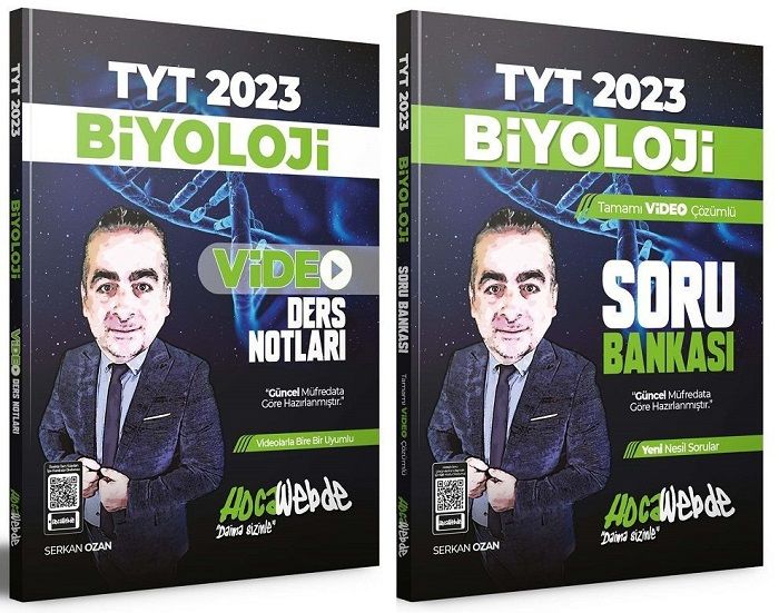 SÜPER FİYAT - HocaWebde 2023 YKS TYT Biyoloji Video Ders Notları + Soru Bankası 2 li Set - Serkan Ozan HocaWebde Yayınları