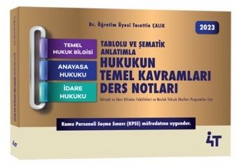 4T Yayınları Tablolu ve Şematik Anlatımla Hukukun Temel Kavramları Ders Notları - Tacettin Çalık 4T Yayınları