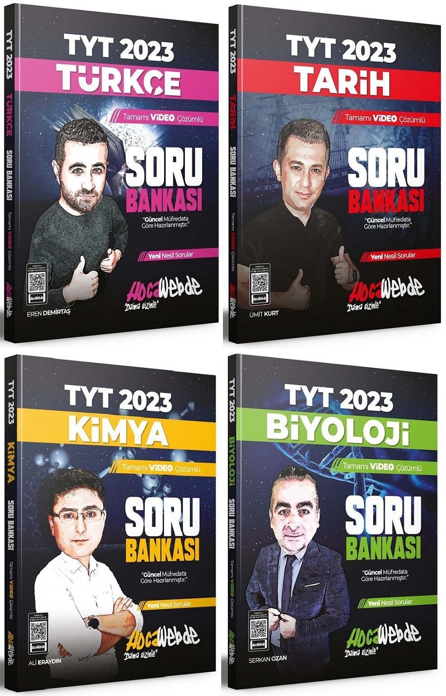 SÜPER FİYAT - HocaWebde 2023 YKS TYT Türkçe + Tarih + Kimya + Biyoloji Soru Bankası 4 lü Set HocaWebde Yayınları