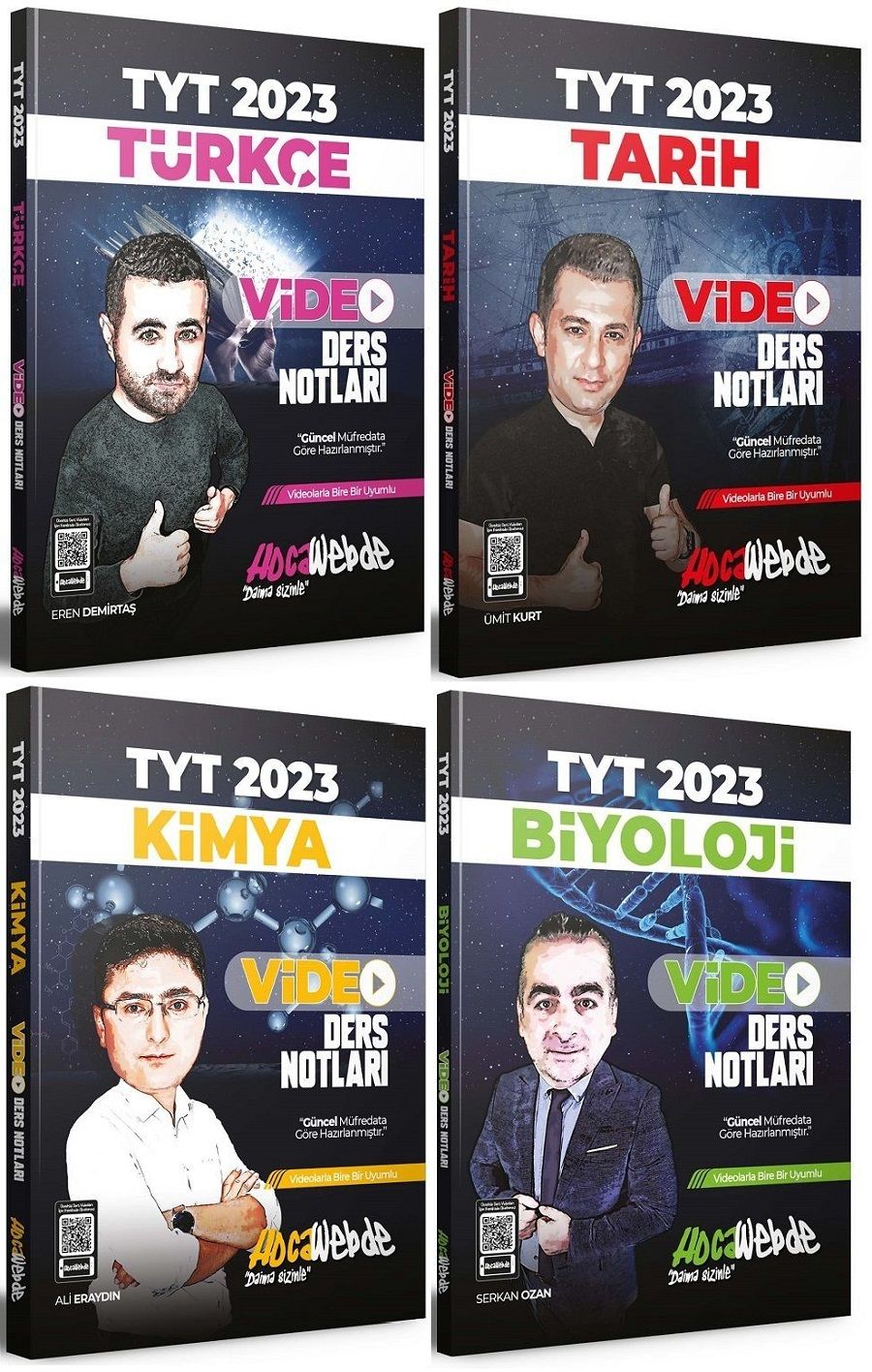 SÜPER FİYAT - HocaWebde 2023 YKS TYT Türkçe + Tarih + Kimya + Biyoloji Video Ders Notları 4 lü Set HocaWebde Yayınları