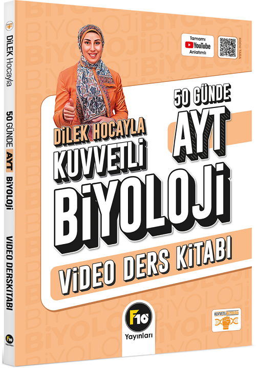 F10 Yayınları YKS AYT 50 Günde Kuvvetli Biyoloji Video Ders Kitabı - Dilek Kuvvet F10 Yayınları