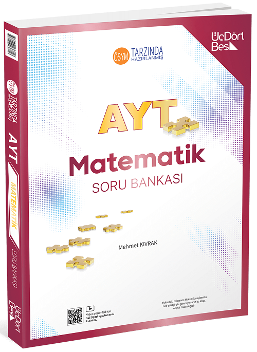 Üç Dört Beş 2025 YKS AYT Matematik Soru Bankası Video Çözümlü - Mehmet Kıvrak Üç Dört Beş Yayınları