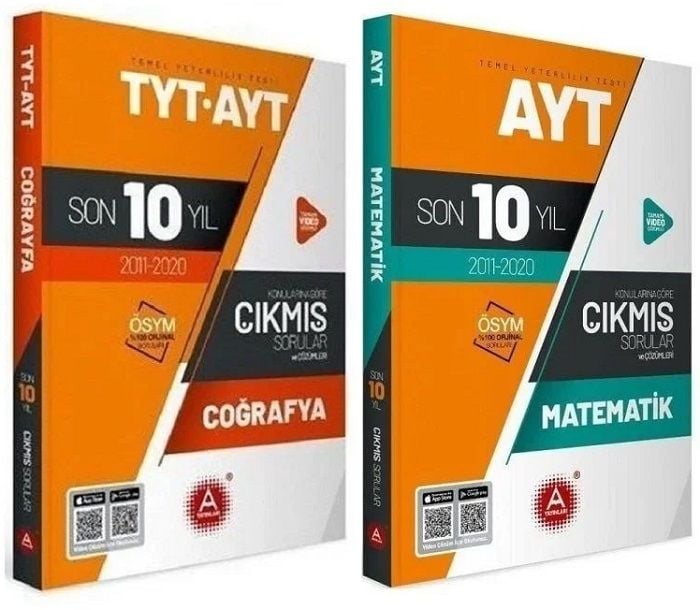 SÜPER FİYAT - A Yayınları YKS AYT Matematik+Coğrafya Son 10 Yıl Çıkmış Sorular 2011-2020 2 li Set A Yayınları