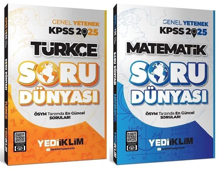 Yediiklim 2025 KPSS Türkçe+Matematik Soru Dünyası Soru Bankası 2 li Set Yediiklim Yayınları