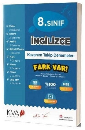 KVA Koray Varol 8. Sınıf İngilizce Kazanım Takip Denemeleri KVA Koray Varol Yayınları