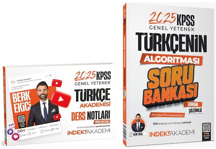 İndeks Akademi 2025 KPSS Türkçe Akademisi Video Ders Notları + Soru Bankası 2 li Set - Berk Ekici İndeks Akademi Yayıncılık