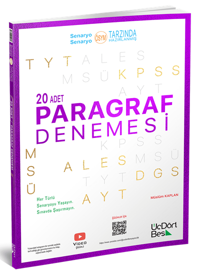 Üç Dört Beş 2025 YKS TYT AYT KPSS ALES DGS MSÜ Paragraf 20 Deneme - Müslüm Kaplan Üç Dört Beş Yayınları