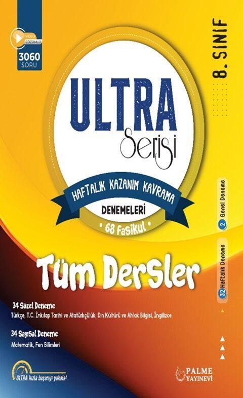 Palme 8. Sınıf Tüm Dersler Ultra Haftalık Kazanım Kavrama 68 Deneme Palme Yayınları