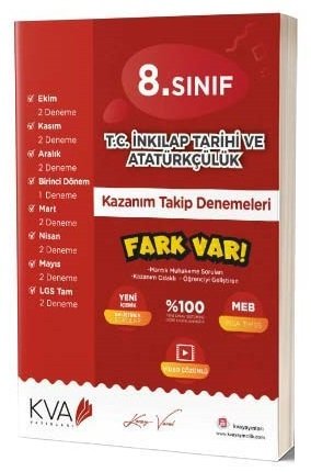 KVA Koray Varol 8. Sınıf TC İnkılap Tarihi ve Atatürkçülük Kazanım Takip Denemeleri KVA Koray Varol Yayınları