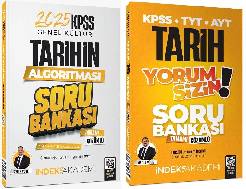 İndeks Akademi 2025 KPSS Tarihin Algoritması + Yorum Sizin Soru Bankası 2 li Set - Aydın Yüce İndeks Akademi Yayıncılık