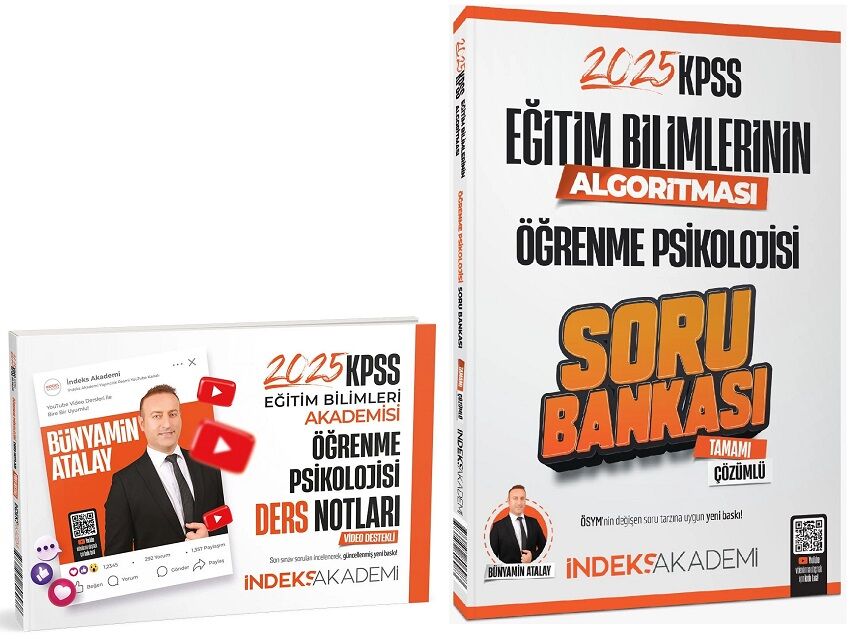 İndeks Akademi 2025 KPSS Eğitim Bilimleri Akademisi Öğrenme Psikolojisi Video Ders Notları + Soru Bankası 2 li Set - Bünyamin Atalay İndeks Akademi Yayıncılık